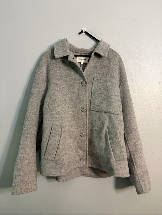 saison 1865 Jackets & Blazers - Saison 1865 Vace Mixed Wool Button Front Jacket In Grey